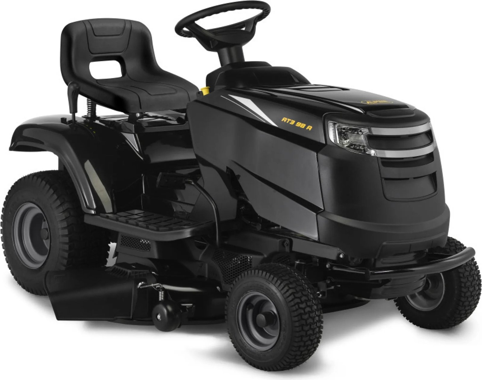 352 cm³ STIGA Motor mit 6,5 kW (8,8 PS) Zweimesser-Mähwerk mit elektromagnetischer Kupplung und 98 cm Schnittbreite Zentrale Schnitthöhenverstellung mit 7 Stufen, von 25 bis 80 mm Manuelle Schaltung mit 5 Vorwärtsgängen und 1 Rückwärtsgang Seitenauswurf und optionale Mulchfunktion (Mulchkeil nicht im Lieferumfang enthalten)